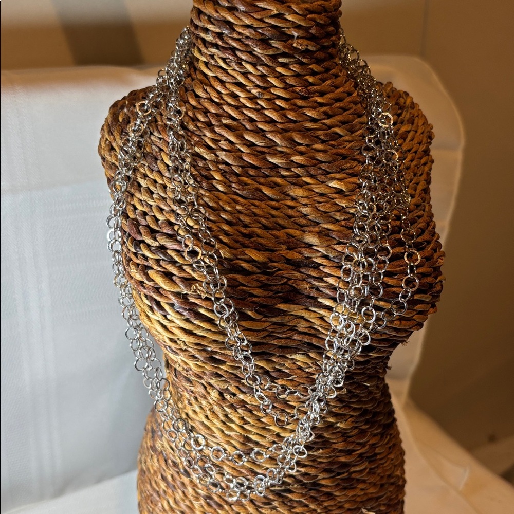 Silver Multi-Layer Chain Necklace - Picture 4 of 4